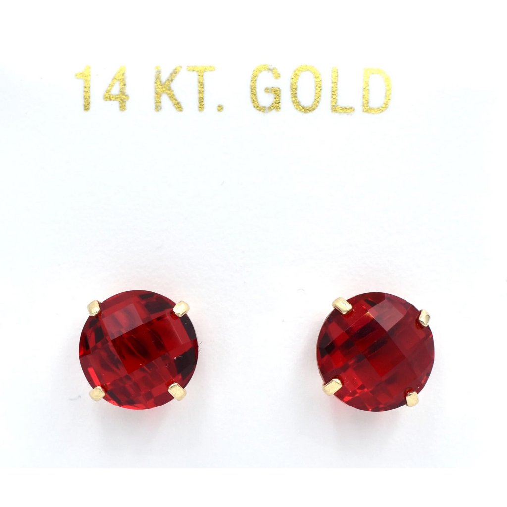Created 6.50 Cts Checkerboard Ruby Stud Earrings Solid 14k Yellow Gold